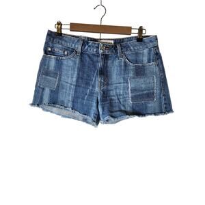 DEREK LAM Blue Denim Retro Patchwork 70s Style Shorts SZ 10/12 (31" Waist)
